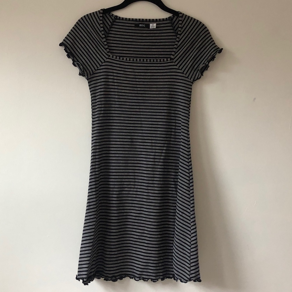 comfy striped short sleeve ribbed dress